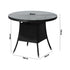 Outdoor Dining Table 90CM Glass Tabletop Black Rattan
