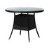 Outdoor Dining Table 90CM Glass Tabletop Black Rattan