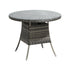 90CM Outdoor Dining Table Glass Tabletop Grey Rattan