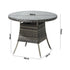 90CM Outdoor Dining Table Glass Tabletop Grey Rattan