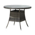 90CM Outdoor Dining Table Glass Tabletop Grey Rattan