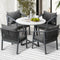 5 Piece Outdoor Dining Set Stone Table & 4 Cushioned Armchairs
