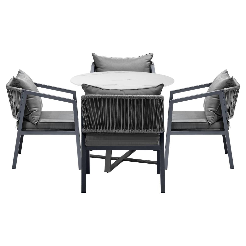 5PCS Outdoor Dining Set Table&Lounge Chair