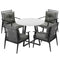 Outdoor Dining Set 4 Seater Marble Table Rattan Armchair