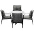 Outdoor Dining Set 4 Seater Marble Table Rattan Armchair