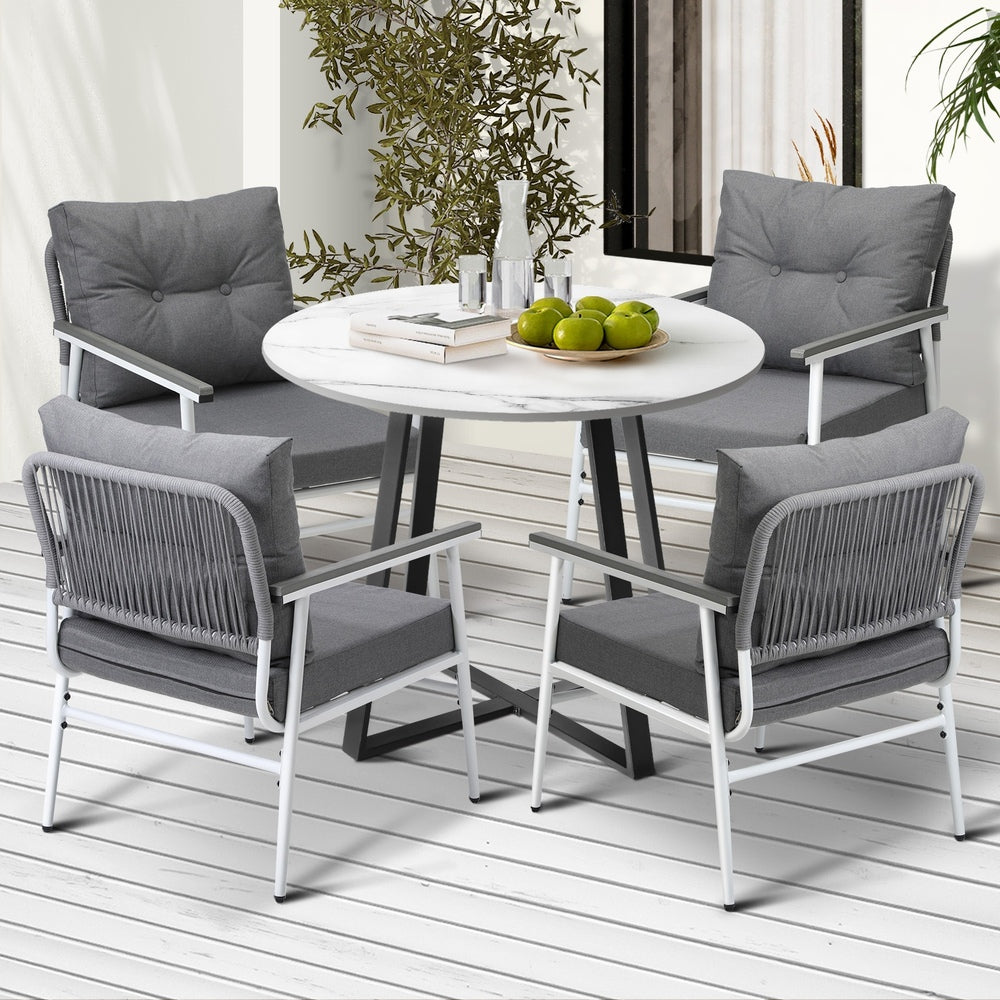 Outdoor Dining Set 4 Seater Marble Table