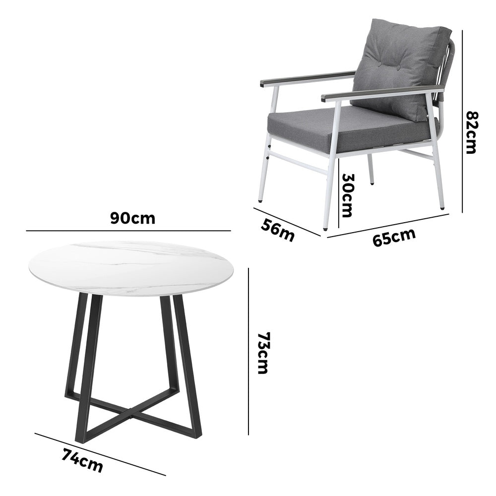 Outdoor Dining Set 4 Seater Marble Table