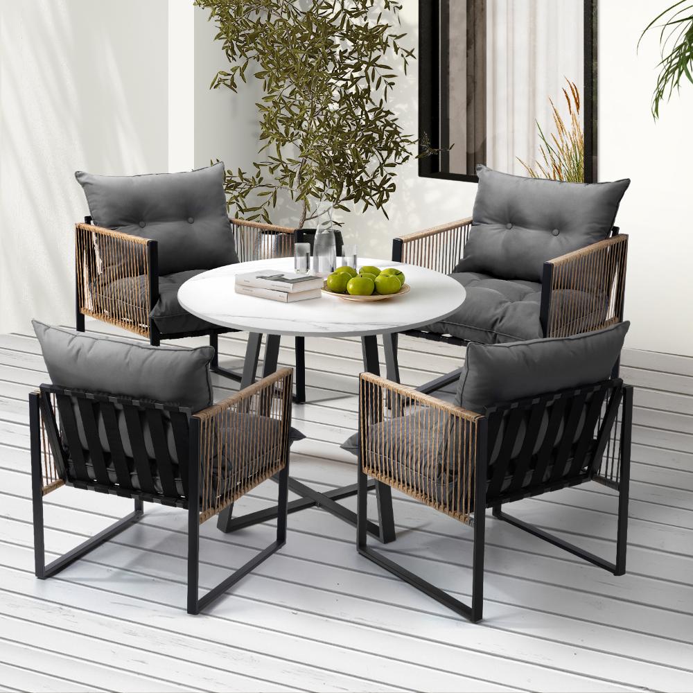 Outdoor Dining Set 4 Seater Sintered Stone Table