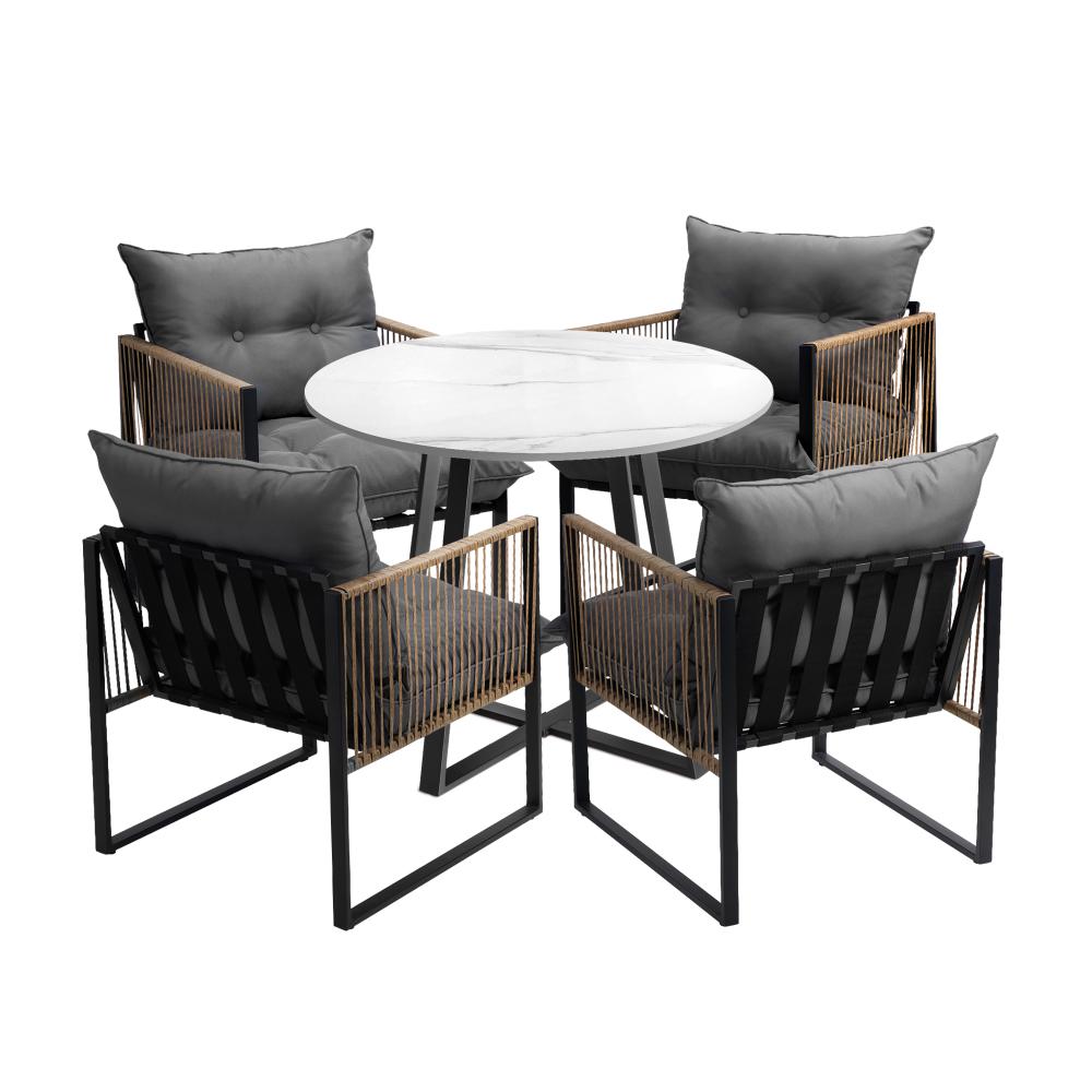 Outdoor Dining Set 4 Seater Sintered Stone Table
