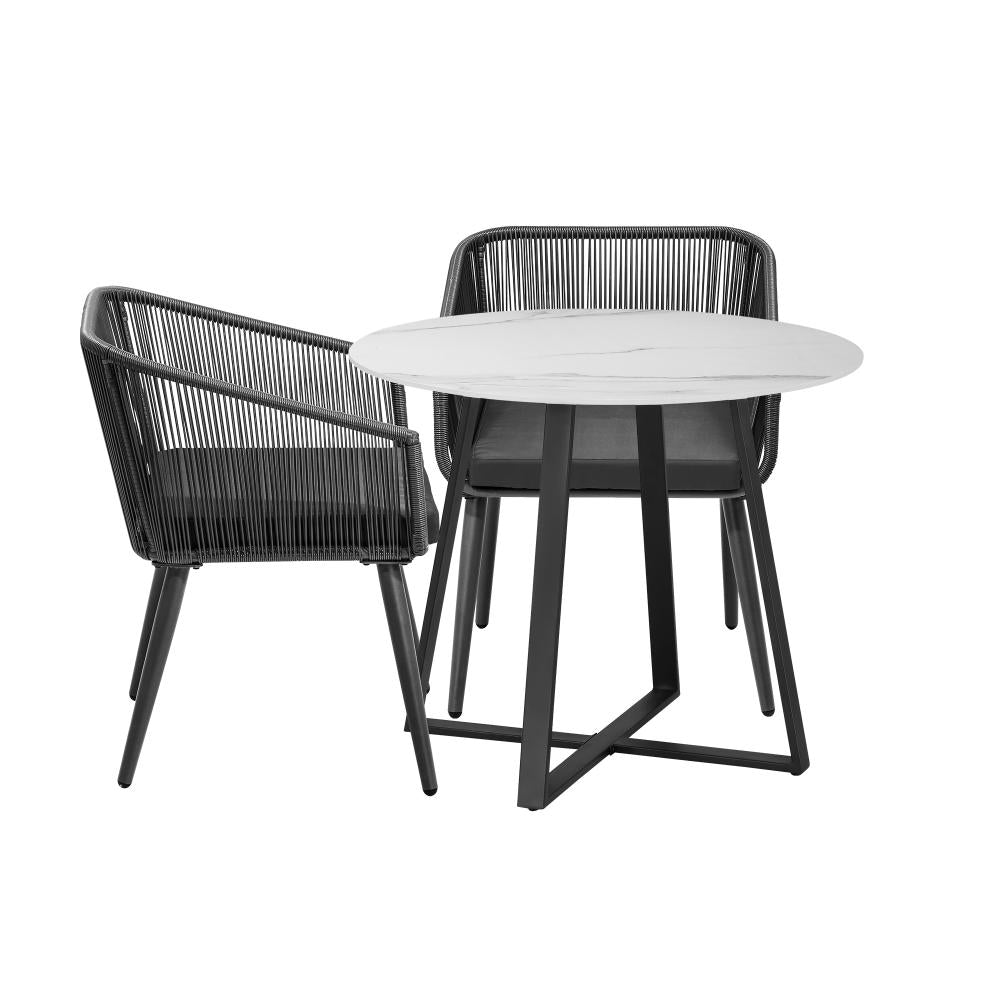 3x Outdoor Dining Set Sintered Stone Table Bistro Set