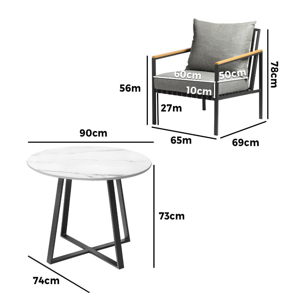 5PCS Outdoor Dining Set Table&Sofa Chairs