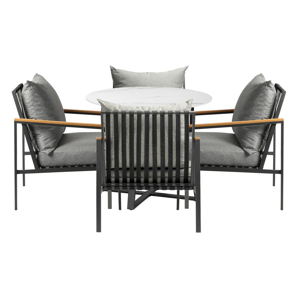 5PCS Outdoor Dining Set Table&Sofa Chairs