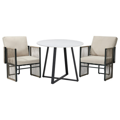 Livsip 3-Piece Outdoor Dining Set with Stone Compound Table, 150kg Cap