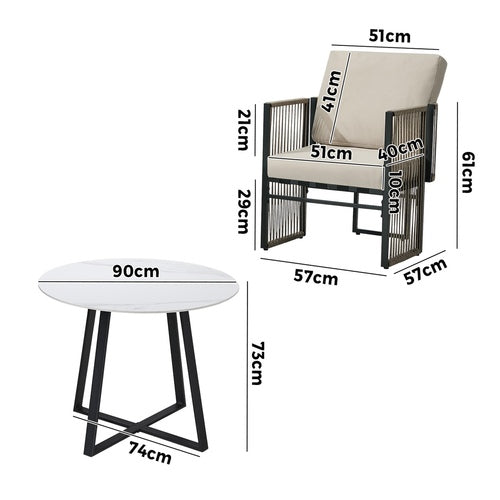 Livsip 5-Piece Outdoor Dining Set with Stone Compound Table, 150kg Cap