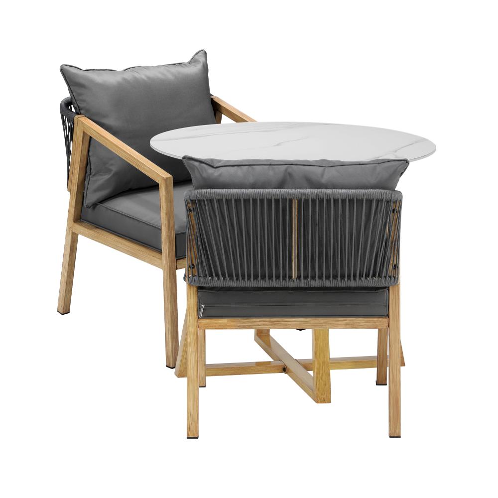 3PCS Outdoor Dining Set 90cm Table&Lounge Chairs