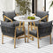 Livsip 5 Piece Outdoor Dining Set 90cm Stone Table & 4 Lounge Chairs