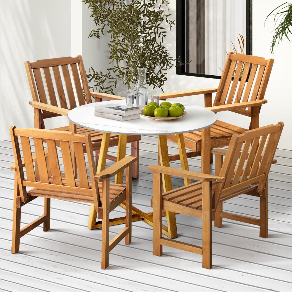 Outdoor Patio Set Solid Wood Chair&Table 5PC