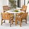Livsip 5PC Outdoor Patio Dining Set Wood Chairs Stone Top Table