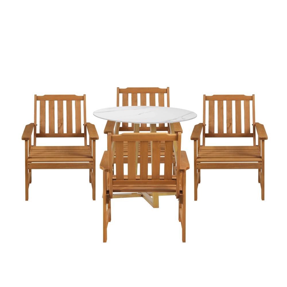 Outdoor Patio Set Solid Wood Chair&Table 5PC