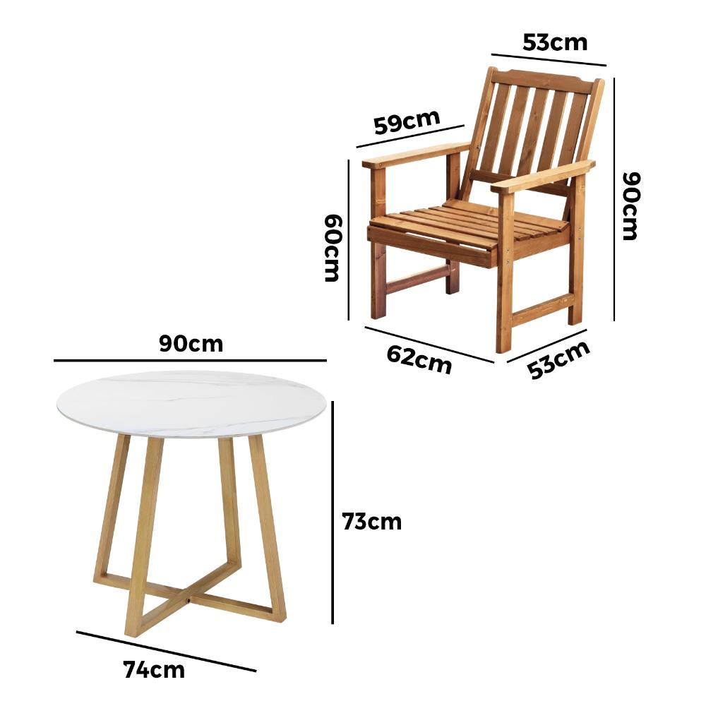 Outdoor Patio Set Solid Wood Chair&Table 5PC