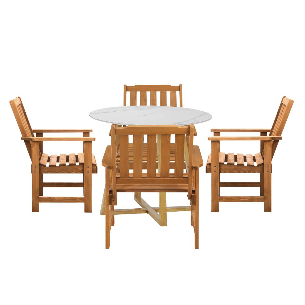 Outdoor Patio Set Solid Wood Chair&Table 5PC