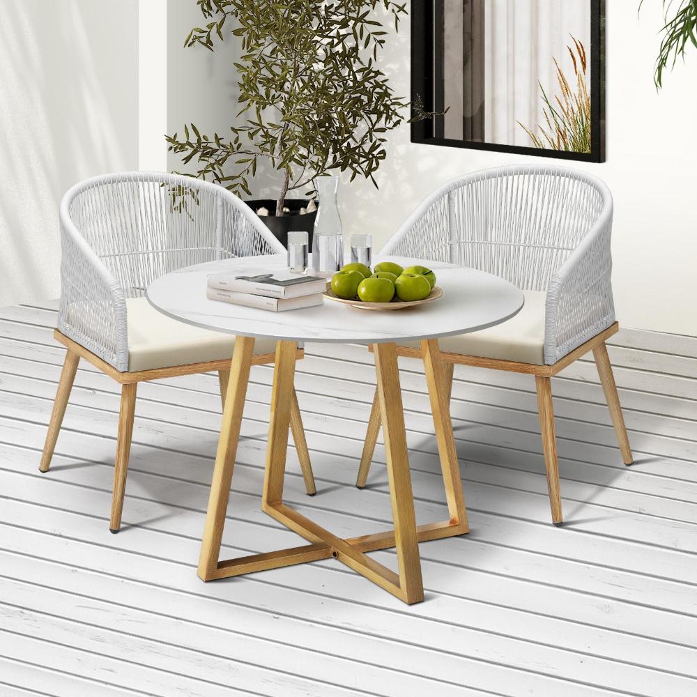3 Piece Outdoor Dining Set Table&Lounge Chairs