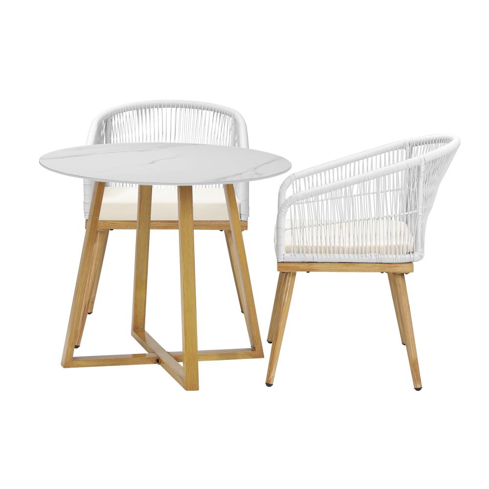 3 Piece Outdoor Dining Set Table&Lounge Chairs