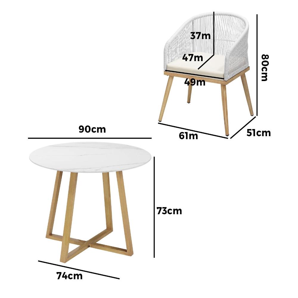 3 Piece Outdoor Dining Set Table&Lounge Chairs