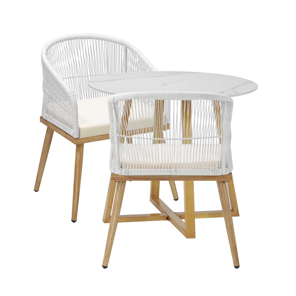 3 Piece Outdoor Dining Set Table&Lounge Chairs