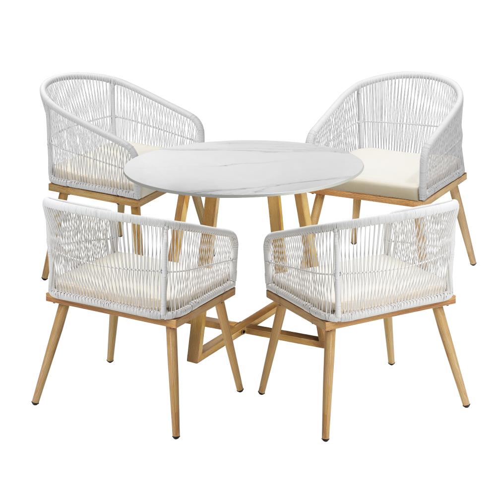 5 Piece Outdoor Dining Set Table&Lounge Chairs for Patio