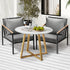 3PCS Outdoor Dining Set Sintered Stone Table&Sofa Chairs