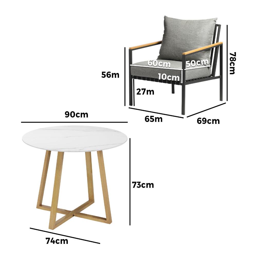 5PCS Outdoor Dining Set Sintered Stone Table&Sofa Chairs