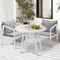 3 Piece Outdoor Bistro Dining Set White Stone Table Chairs