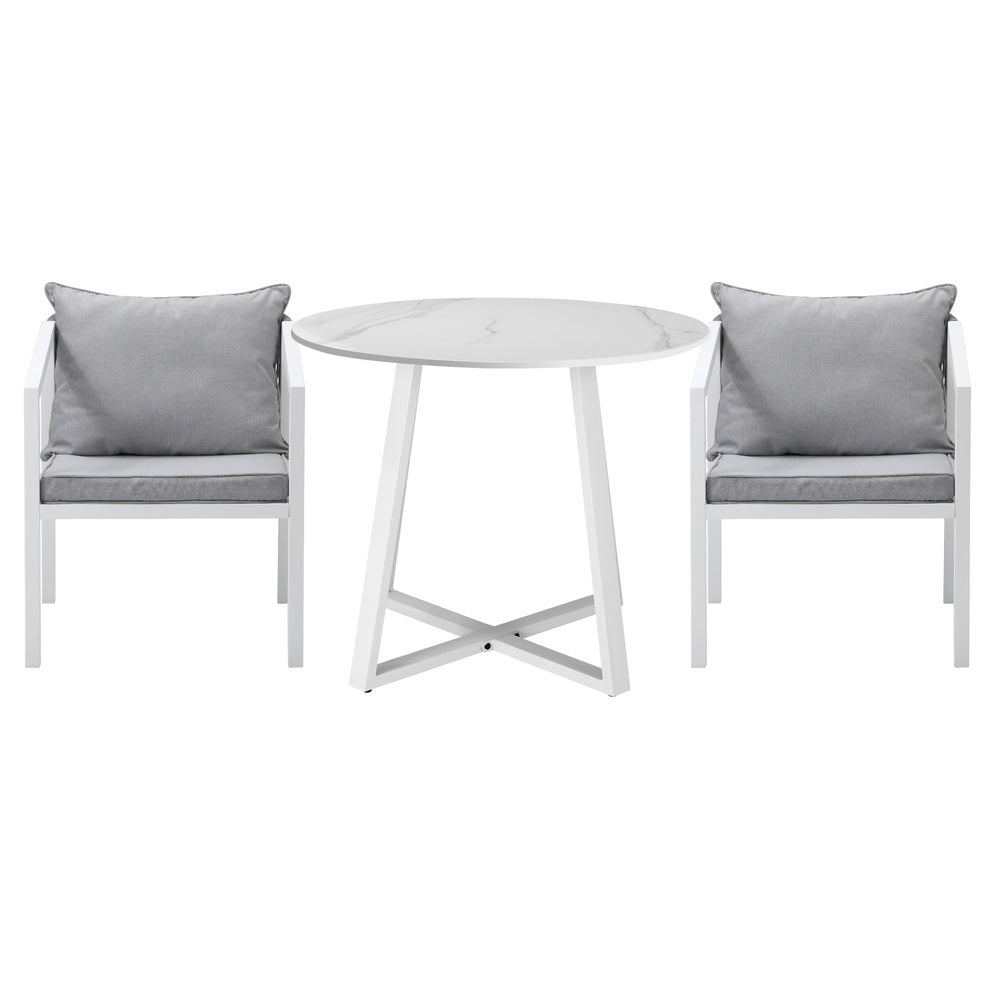 Outdoor Dining Set Bistro Setting 3PCS White
