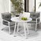 Livsip 3 Piece Outdoor Dining Set Round Stone Table Rattan Chairs