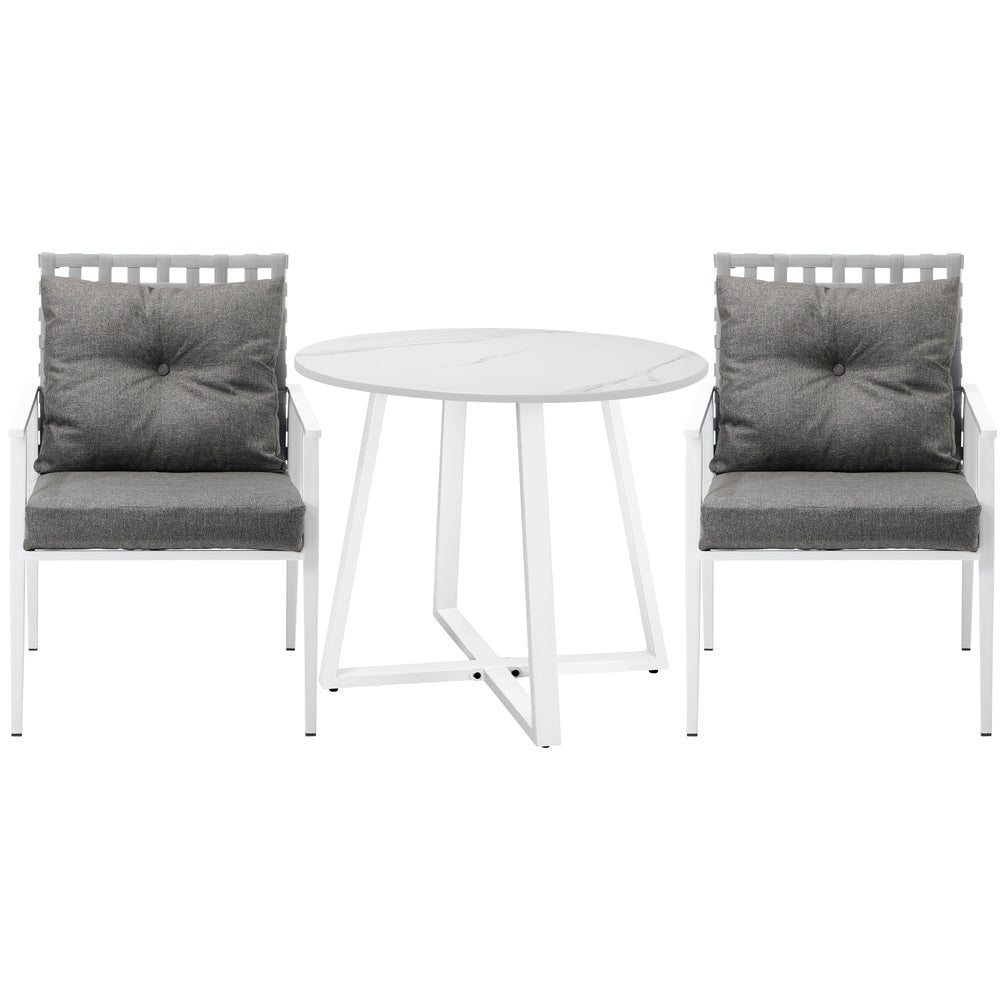 Outdoor Dining Set 3PCS Round Table Rattan Chair