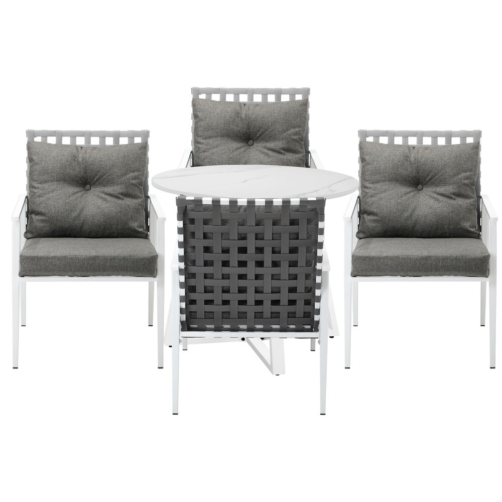 Outdoor Dining Set 5PCS Round Table Rattan Chair