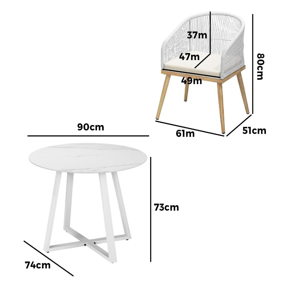 3PCS Outdoor Dining Set Table&Chairs Bistro Set