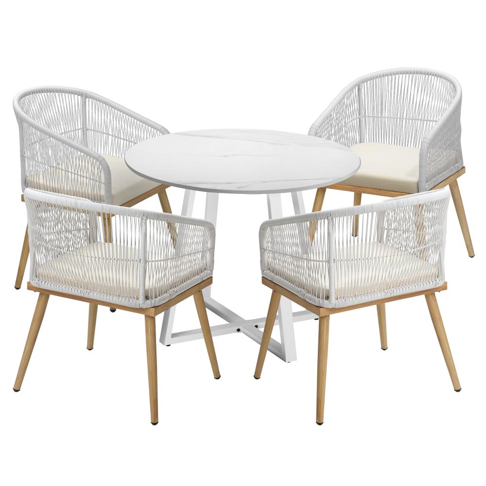 5PCS Outdoor Dining Set Table&Chairs Bistro Set