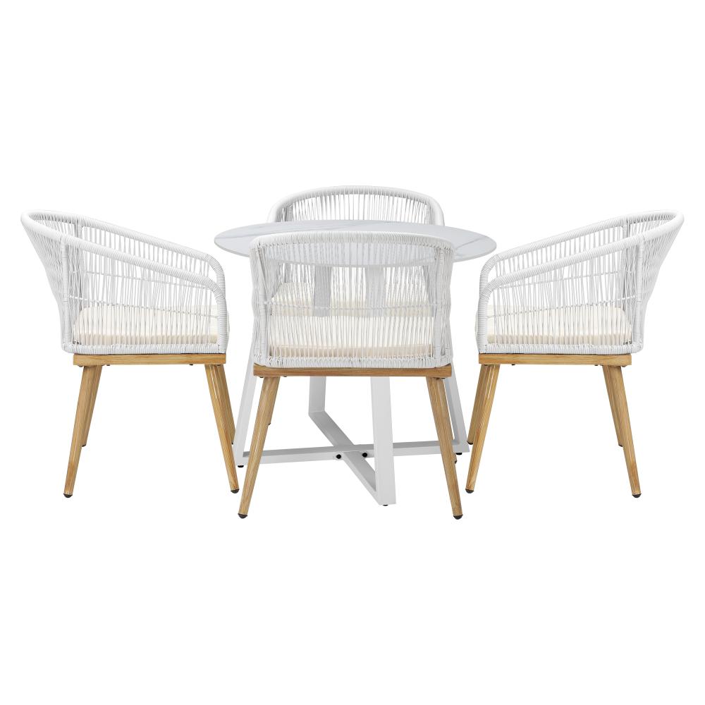 5PCS Outdoor Dining Set Table&Chairs Bistro Set