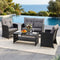 4-Piece Outdoor Sofa Set Coffee Table Chair Rattan Furniture Black