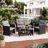 4-Piece Outdoor Sofa Set Coffee Table Chair Rattan Furniture Black