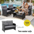 4-Piece Outdoor Sofa Set Coffee Table Chair Rattan Furniture Black