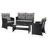 4-Piece Outdoor Sofa Set Coffee Table Chair Rattan Furniture Black