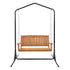 Wooden 2-Seater Outdoor Swing Chair with Black Stand Hanging Chair Patio Furniture