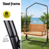 Wooden 2-Seater Outdoor Swing Chair with Black Stand Hanging Chair Patio Furniture