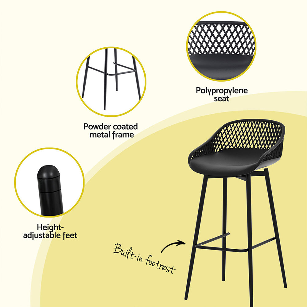 2PC Outdoor Bar Stools Plastic Metal Dining Chair Patio Furniture Garden