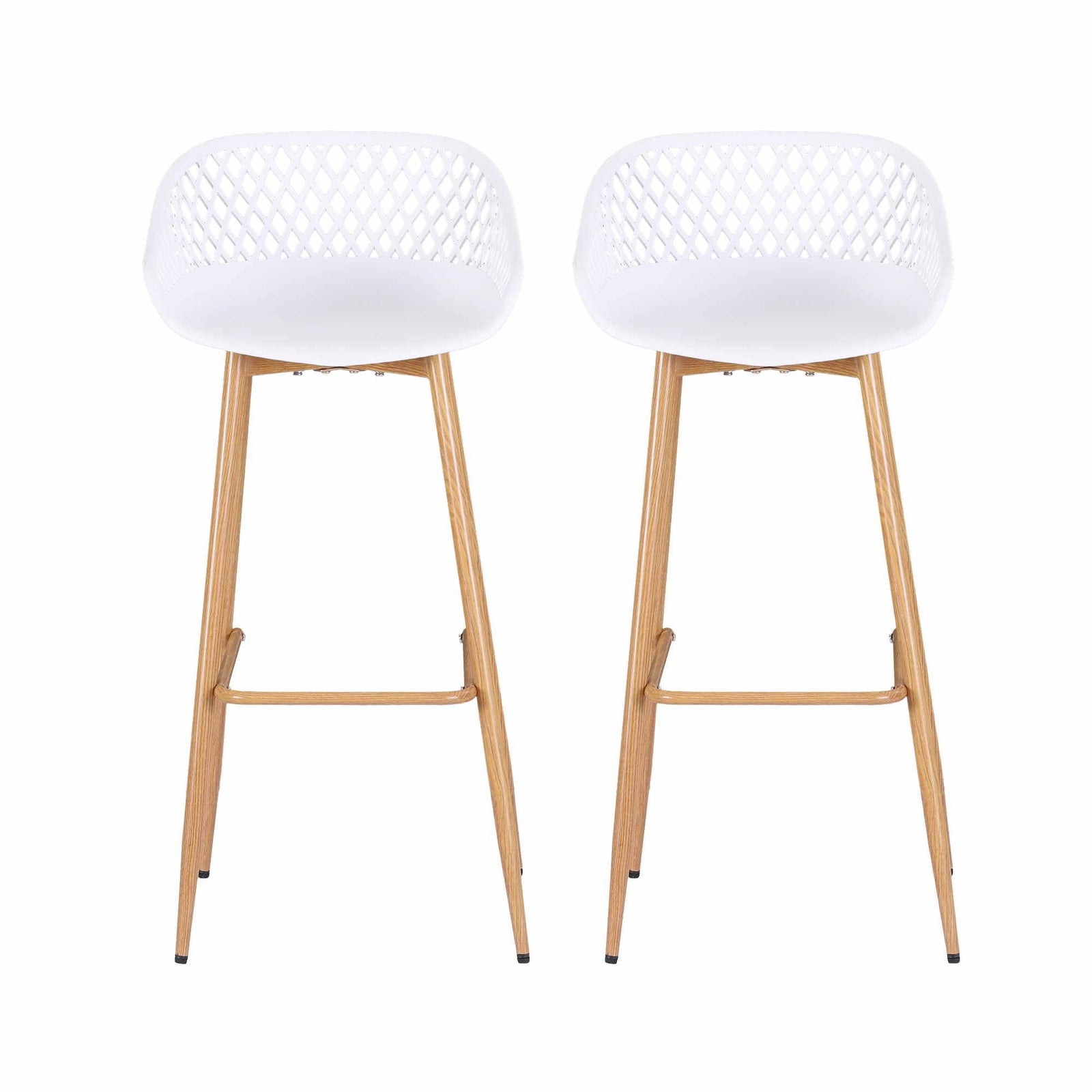 2PC Outdoor Bar Stools Plastic Metal Dining Chair Patio Furniture White