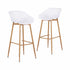 2PC Outdoor Bar Stools Plastic Metal Dining Chair Patio Furniture White