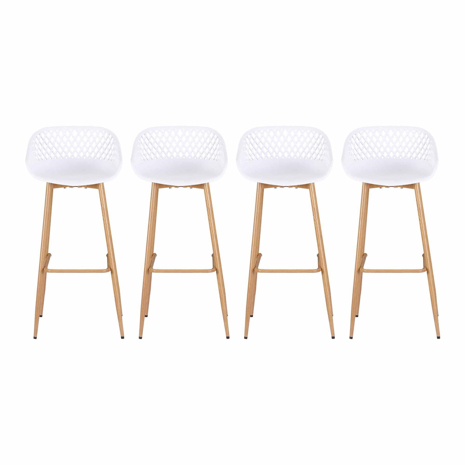 4-Piece Outdoor Bar Stools Plastic Metal Dining Chair Balcony White
